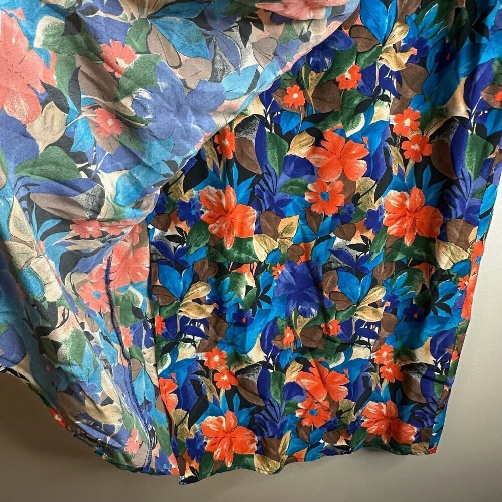 Vintage Express Skirt Womens Sz 9 Silk Blue Multicolor Floral Wrap Maxi Y2K 90s - Picture 7 of 12